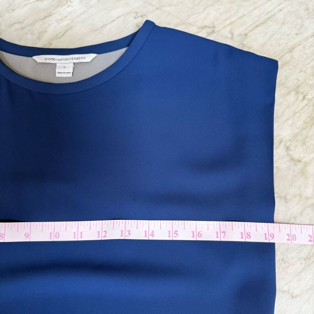 Diane Von Furstenberg Tara Blue Moon Crepe Elastic Drop Waist Dress size 0 - Picture 7 of 10